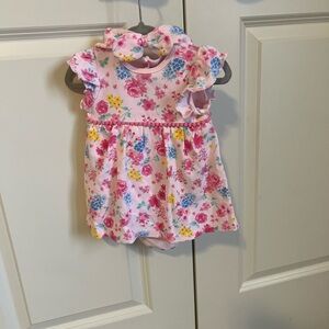 Little Me Floral Baby Dress with Matching Headband, 3-6M, Infant Girl, Pink